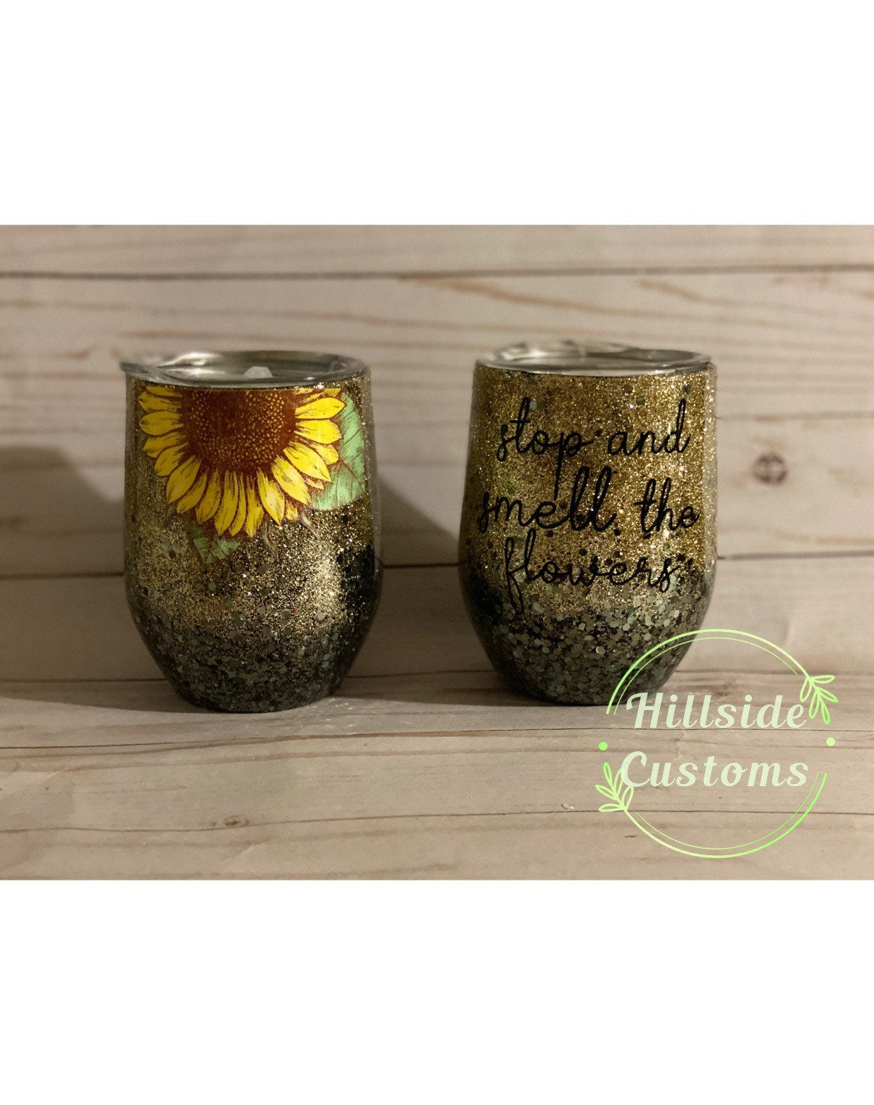 Smell the flowers Sunflower Wine glass tumbler