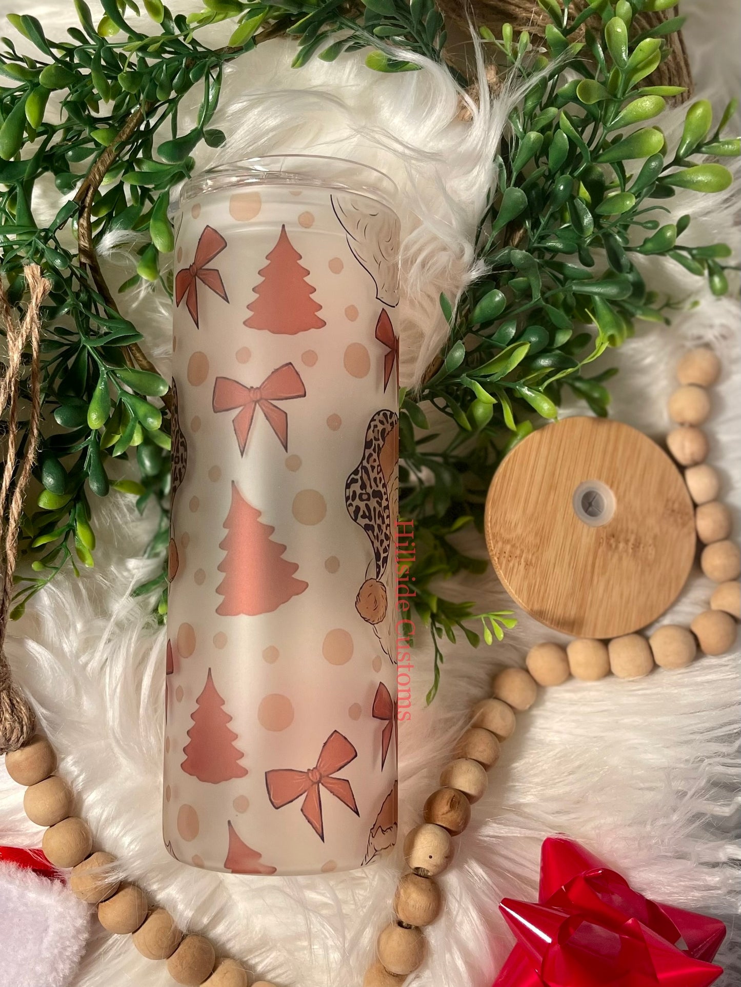 Santa Glass Tumbler with Bamboo lid