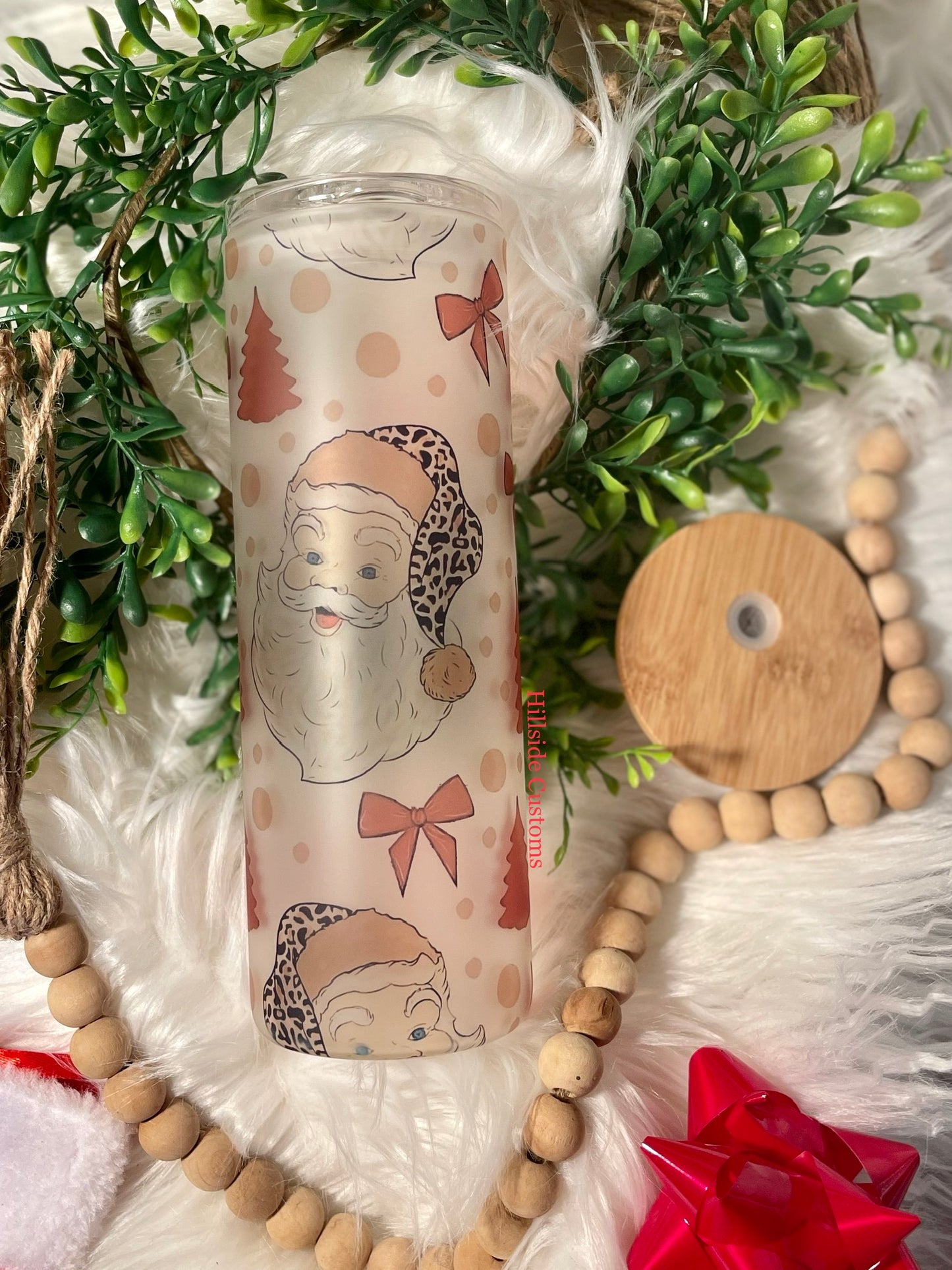 Santa Glass Tumbler with Bamboo lid